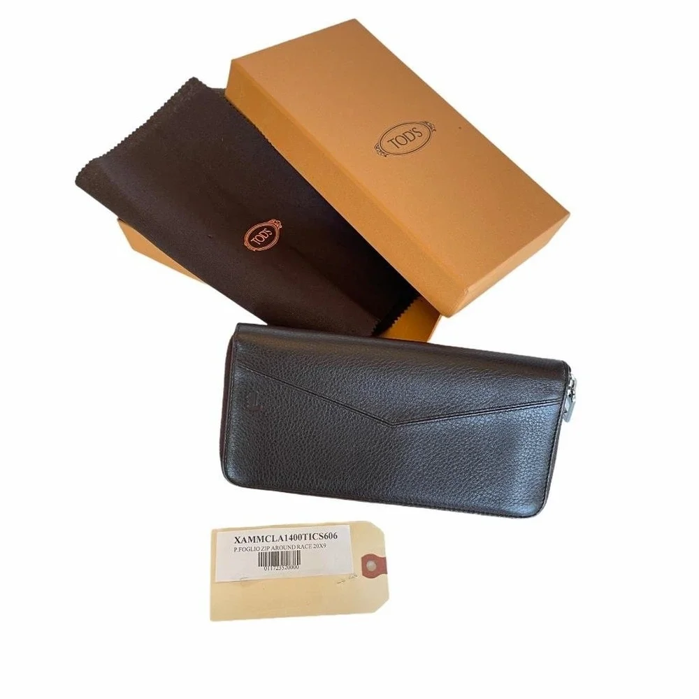 Tod's Italy Leather Zip‎ Around Race Wallet XAMMCLA1400TICS606